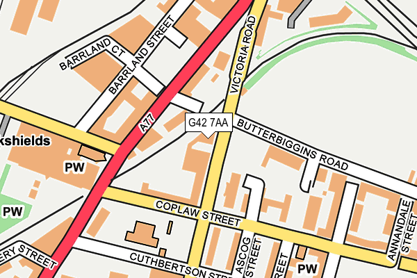 G42 7AA map - OS OpenMap – Local (Ordnance Survey)