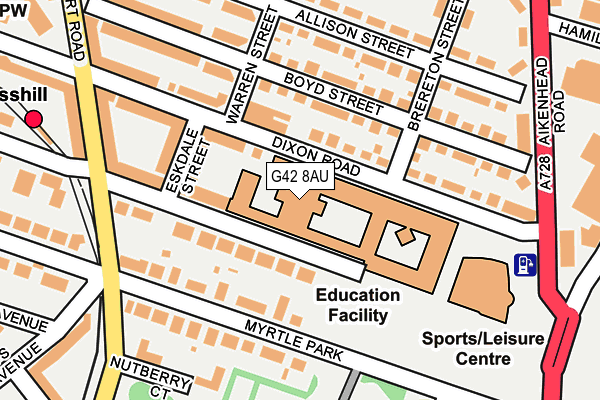 G42 8AU map - OS OpenMap – Local (Ordnance Survey)