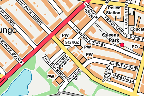 G42 8QZ map - OS OpenMap – Local (Ordnance Survey)
