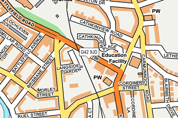 G42 9JD map - OS OpenMap – Local (Ordnance Survey)