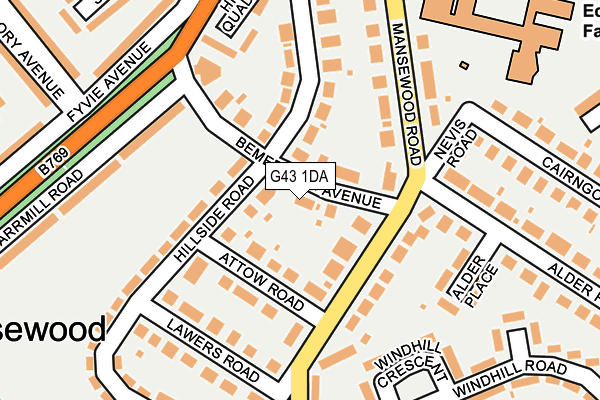 G43 1DA map - OS OpenMap – Local (Ordnance Survey)