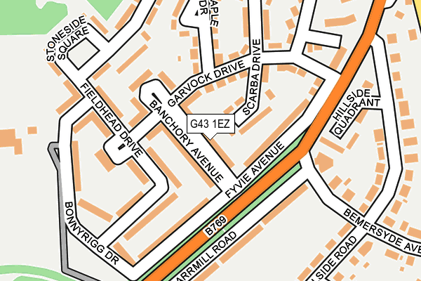 G43 1EZ map - OS OpenMap – Local (Ordnance Survey)