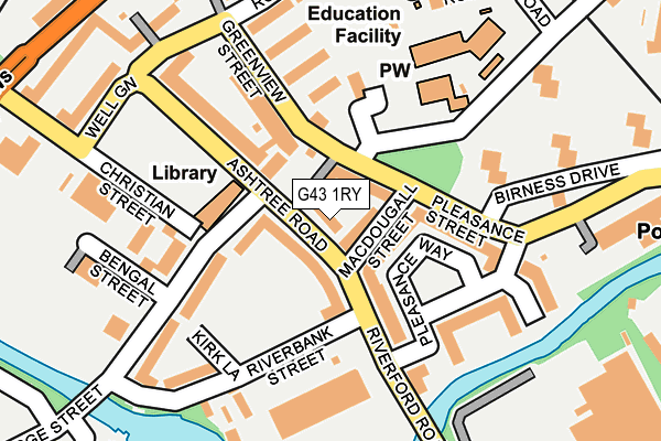 G43 1RY map - OS OpenMap – Local (Ordnance Survey)