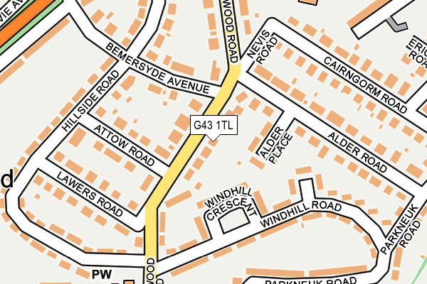 G43 1TL map - OS OpenMap – Local (Ordnance Survey)