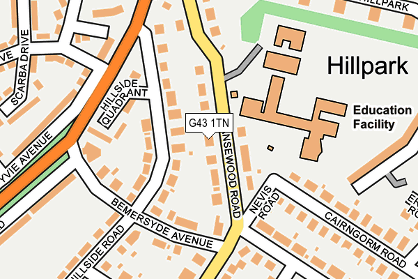 G43 1TN map - OS OpenMap – Local (Ordnance Survey)