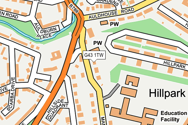 G43 1TW map - OS OpenMap – Local (Ordnance Survey)