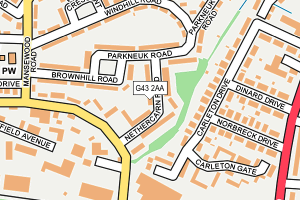 G43 2AA map - OS OpenMap – Local (Ordnance Survey)
