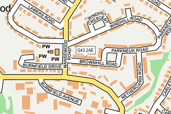 G43 2AE map - OS OpenMap – Local (Ordnance Survey)