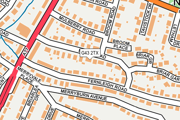 G43 2TX map - OS OpenMap – Local (Ordnance Survey)