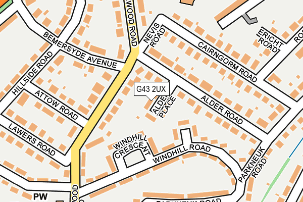 G43 2UX map - OS OpenMap – Local (Ordnance Survey)