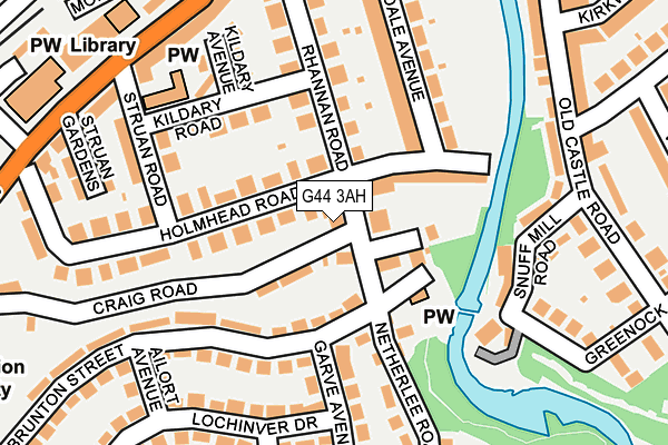 G44 3AH map - OS OpenMap – Local (Ordnance Survey)