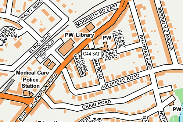 G44 3AT map - OS OpenMap – Local (Ordnance Survey)