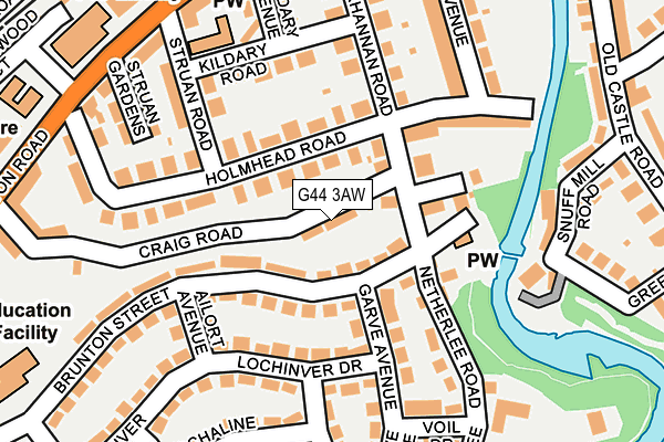 G44 3AW map - OS OpenMap – Local (Ordnance Survey)