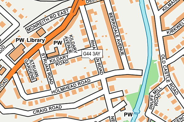 G44 3AY map - OS OpenMap – Local (Ordnance Survey)