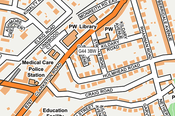 G44 3BW map - OS OpenMap – Local (Ordnance Survey)