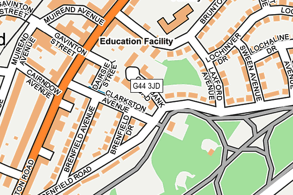 G44 3JD map - OS OpenMap – Local (Ordnance Survey)