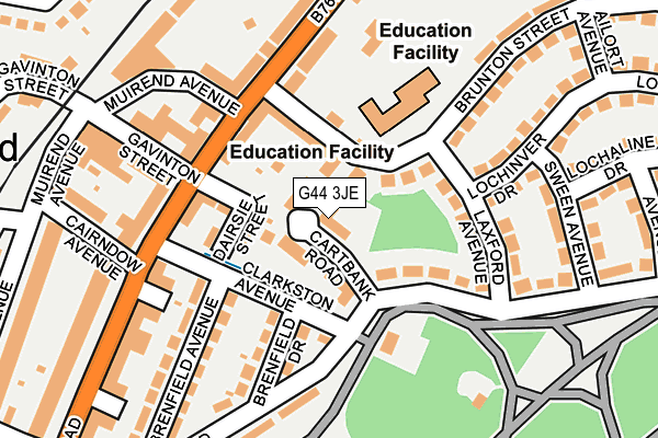 G44 3JE map - OS OpenMap – Local (Ordnance Survey)