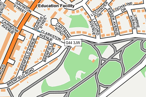 G44 3JW map - OS OpenMap – Local (Ordnance Survey)