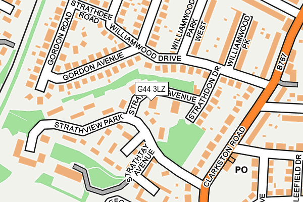 G44 3LZ map - OS OpenMap – Local (Ordnance Survey)