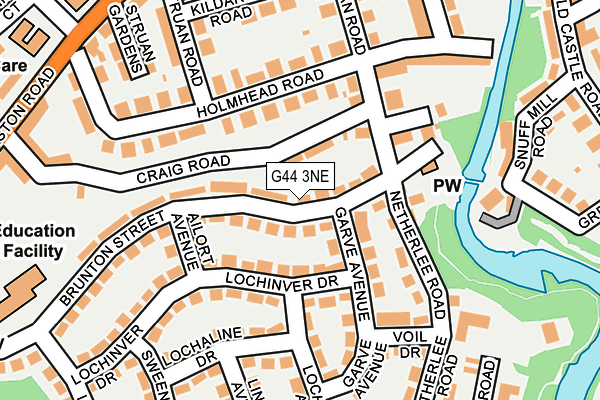G44 3NE map - OS OpenMap – Local (Ordnance Survey)