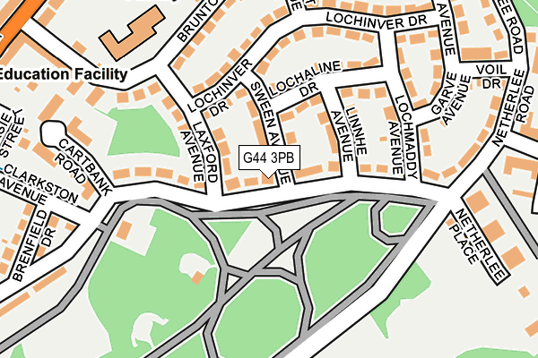 G44 3PB map - OS OpenMap – Local (Ordnance Survey)