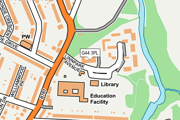 G44 3PL map - OS OpenMap – Local (Ordnance Survey)