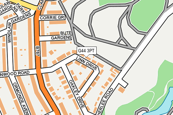 G44 3PT map - OS OpenMap – Local (Ordnance Survey)