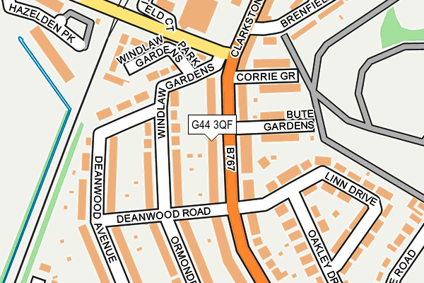 G44 3QF map - OS OpenMap – Local (Ordnance Survey)