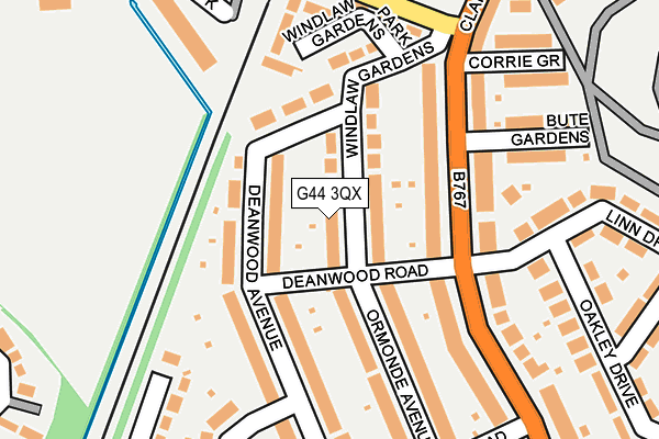 G44 3QX map - OS OpenMap – Local (Ordnance Survey)