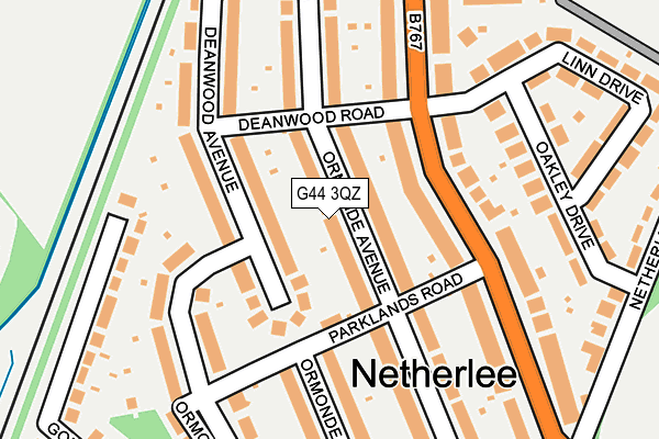 G44 3QZ map - OS OpenMap – Local (Ordnance Survey)