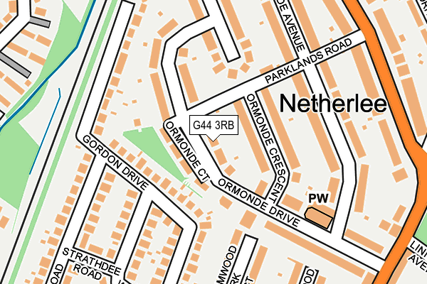 G44 3RB map - OS OpenMap – Local (Ordnance Survey)