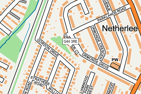 G44 3RE map - OS OpenMap – Local (Ordnance Survey)