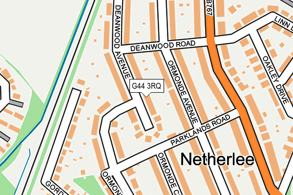 G44 3RQ map - OS OpenMap – Local (Ordnance Survey)