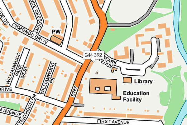 G44 3RZ map - OS OpenMap – Local (Ordnance Survey)