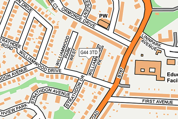 G44 3TD map - OS OpenMap – Local (Ordnance Survey)