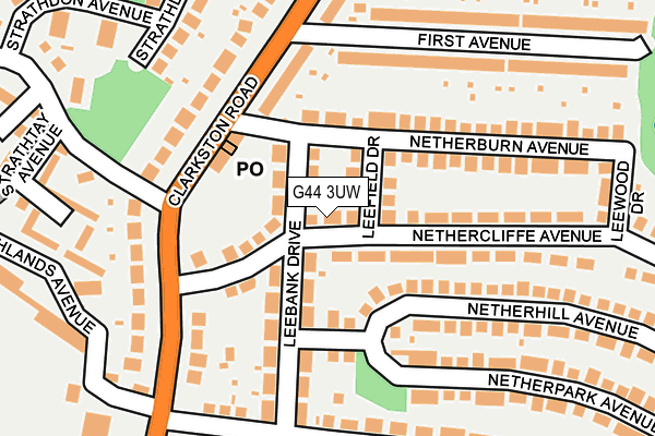 G44 3UW map - OS OpenMap – Local (Ordnance Survey)