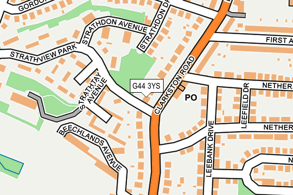 G44 3YS map - OS OpenMap – Local (Ordnance Survey)