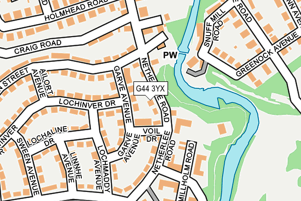 G44 3YX map - OS OpenMap – Local (Ordnance Survey)