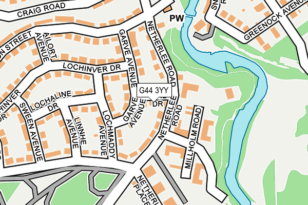 G44 3YY map - OS OpenMap – Local (Ordnance Survey)