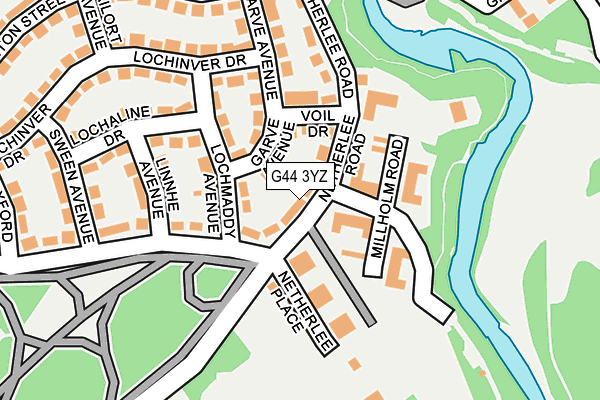 G44 3YZ map - OS OpenMap – Local (Ordnance Survey)