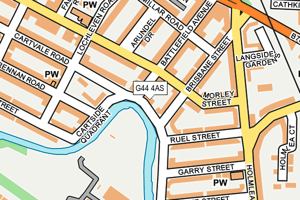 G44 4AS map - OS OpenMap – Local (Ordnance Survey)