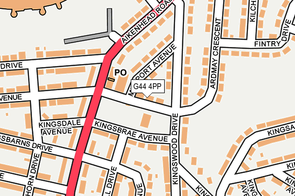 G44 4PP map - OS OpenMap – Local (Ordnance Survey)