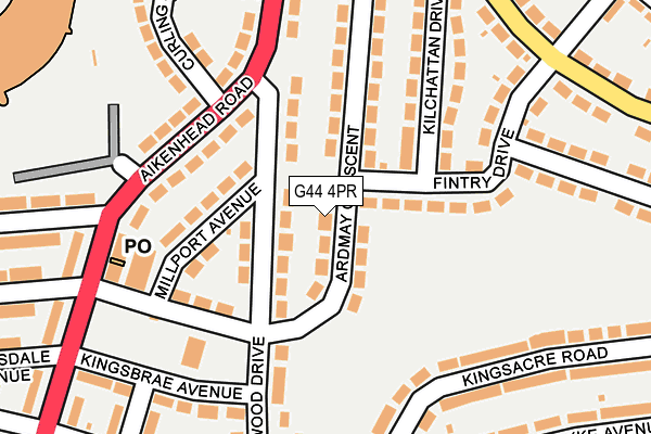 G44 4PR map - OS OpenMap – Local (Ordnance Survey)