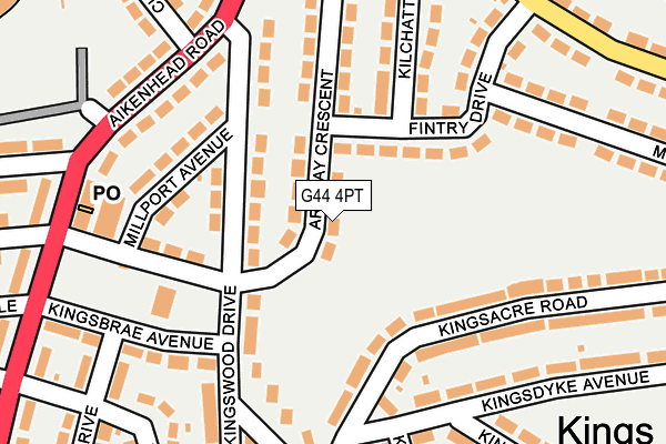 G44 4PT map - OS OpenMap – Local (Ordnance Survey)