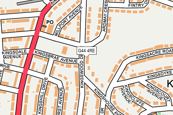 G44 4RE map - OS OpenMap – Local (Ordnance Survey)