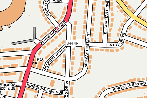 G44 4RF map - OS OpenMap – Local (Ordnance Survey)