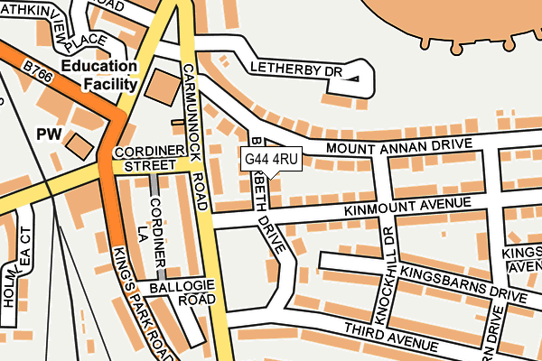 G44 4RU map - OS OpenMap – Local (Ordnance Survey)