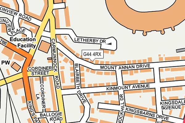 G44 4RX map - OS OpenMap – Local (Ordnance Survey)