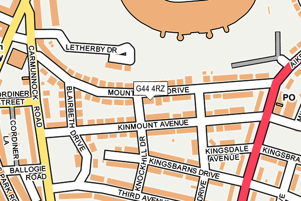 G44 4RZ map - OS OpenMap – Local (Ordnance Survey)