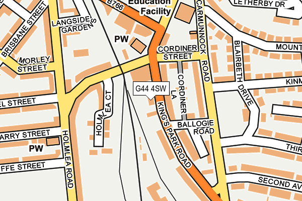 G44 4SW map - OS OpenMap – Local (Ordnance Survey)
